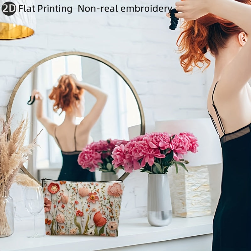 Bloemen Geborduurde Cosmetica Tas