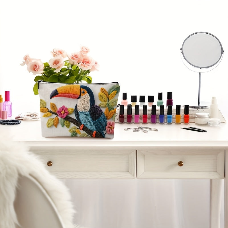 Levendige Toco en Bloemen Cosmetische Tas