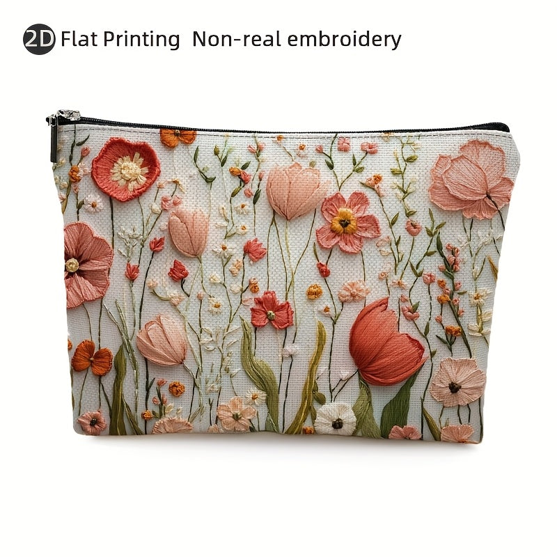 Bloemen Geborduurde Cosmetica Tas