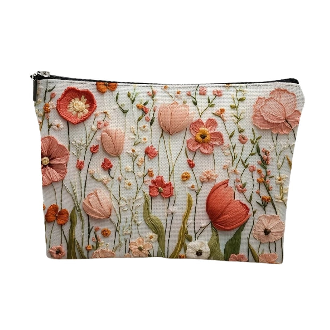 Bloemen Geborduurde Cosmetica Tas