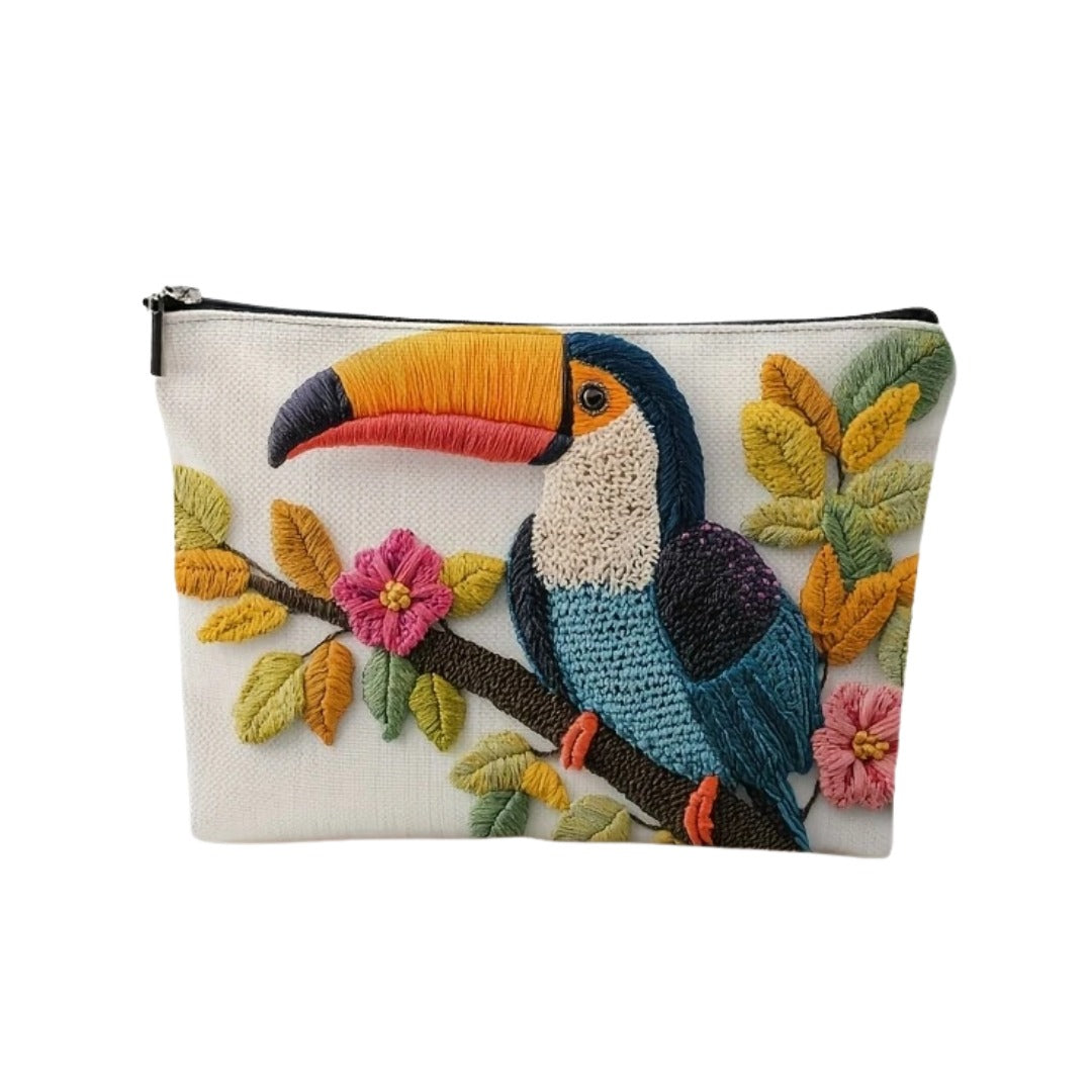 Levendige Toco en Bloemen Cosmetische Tas