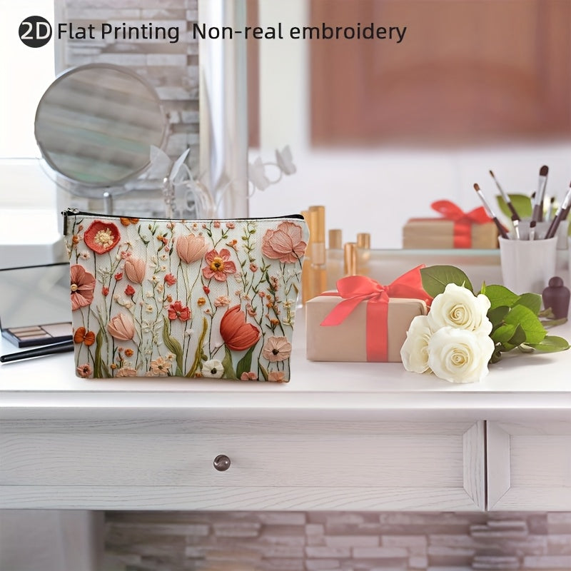 Bloemen Geborduurde Cosmetica Tas