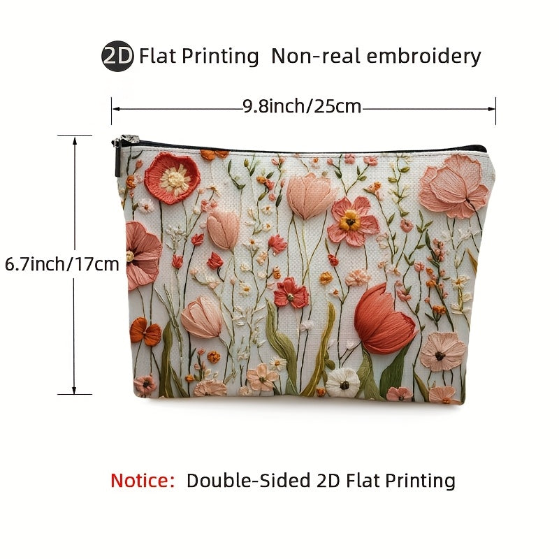 Bloemen Geborduurde Cosmetica Tas
