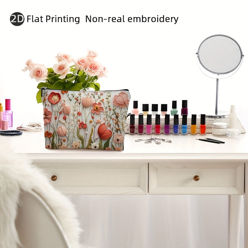 Bloemen Geborduurde Cosmetica Tas