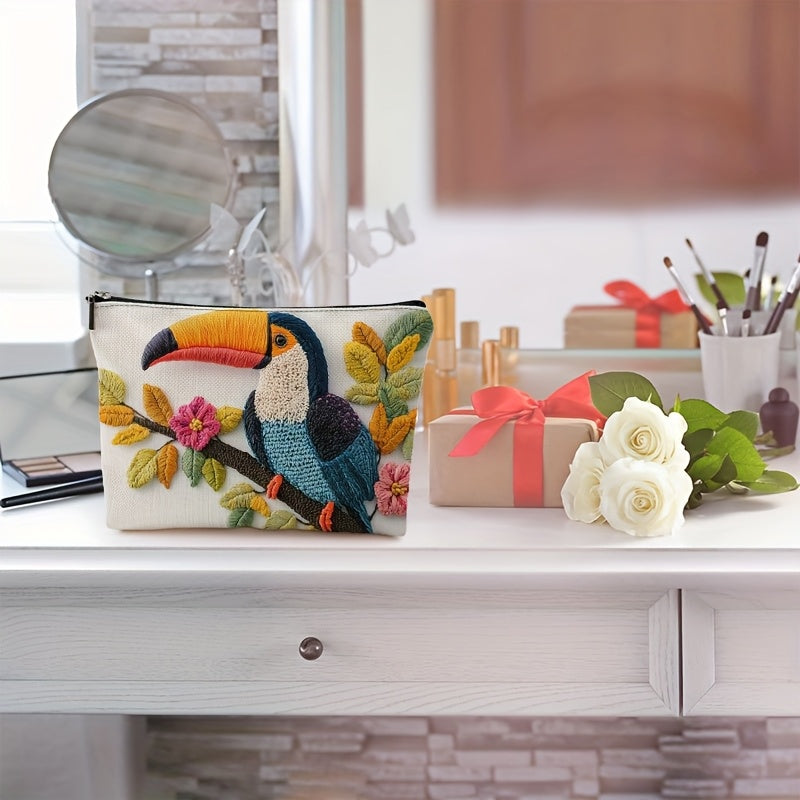 Levendige Toco en Bloemen Cosmetische Tas