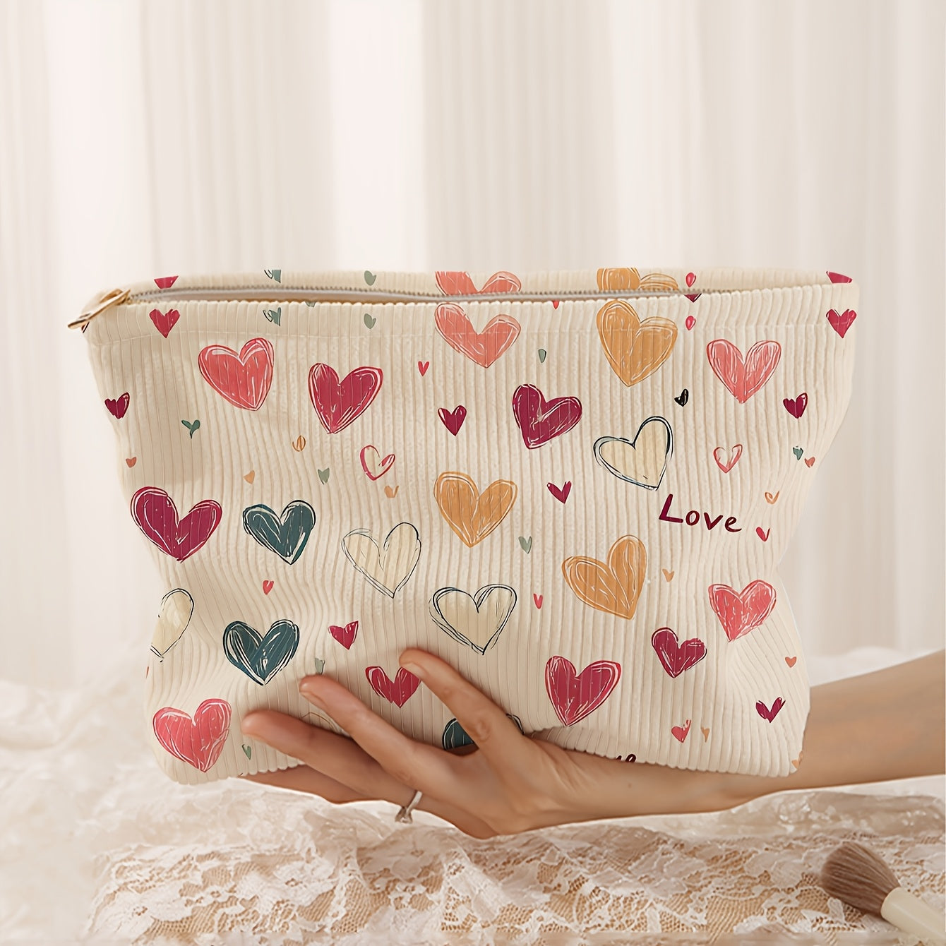 Hartpatroon make-up tas