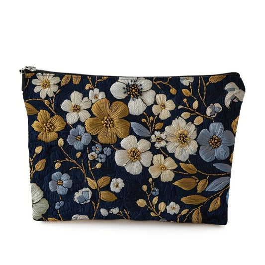 Elegante Bloemenborduurwerk Make-up Tas