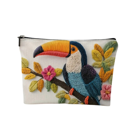Levendige Toco en Bloemen Cosmetische Tas